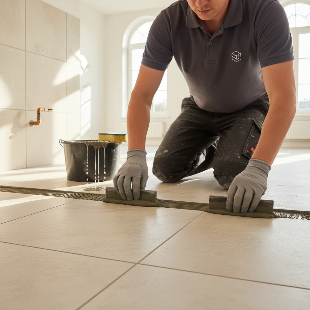 Porcelain tile flooring in a San Diego entryway, durable for pets